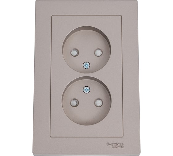 Розетка Systeme Electric Atlasdesign двойная, без заземления, со шторками, 16а, в сборе, шампань ATN000522 1