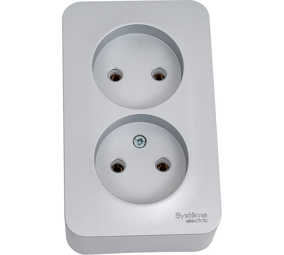 Розетка Systeme Electric Blanca о/у, двойная, без заземления, без шторок, 16а, 250в, алюминий BLNRA000203