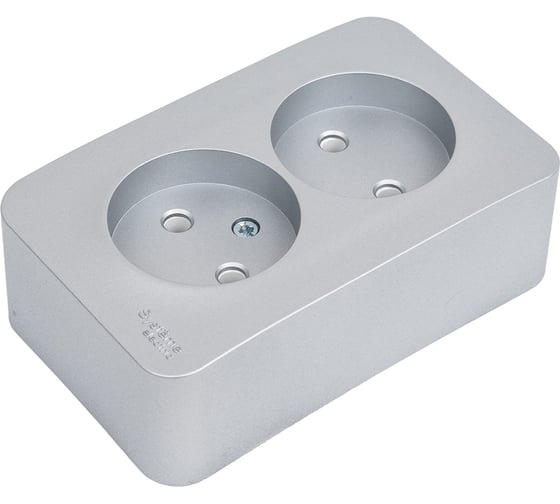 Розетка Systeme Electric Blanca о/у, двойная, без заземления, без шторок, 16а, 250в, алюминий BLNRA000203