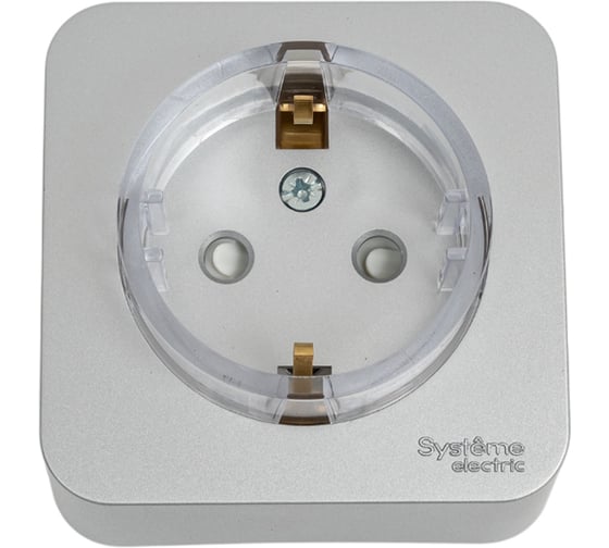 Розетка Systeme Electric Blanca о/у, с заземлением, со шторками, (компакт) изол.пл, 16а, 250в, алюминий BLNRA111113 1