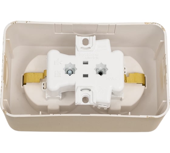 Розетка Systeme Electric Blanca о/у, двойная, с заземлением, со шторками, 16а, 250в, титан BLNRA011204