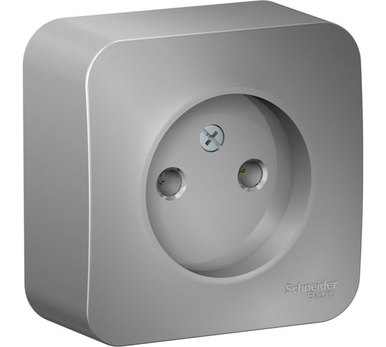 Розетка Systeme Electric Blanca о/у, без заземления, без шторок, 16а, 250в, алюминий BLNRA000103