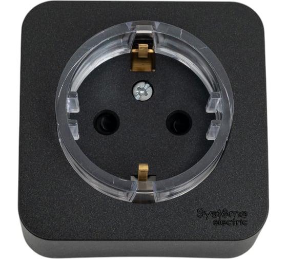 Розетка Systeme Electric Blanca о/у, с заземлением, со шторками, (компакт) изол.пл, 16а, 250в, антрацит BLNRA111116 1