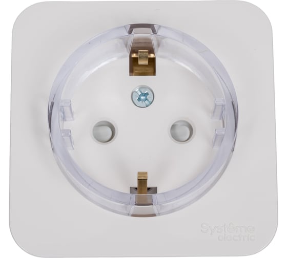 Розетка Systeme Electric Blanca о/у, с заземлением, со шторками, (компакт) изол.пл, 16а, 250в, молочный BLNRA111112 1