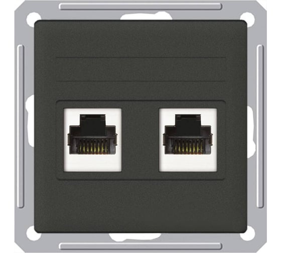 Механизм двойной компьютерной розетки Systeme Electric W59 rj45, категория 5e, черный бархат RSI-251KK5E-6-86