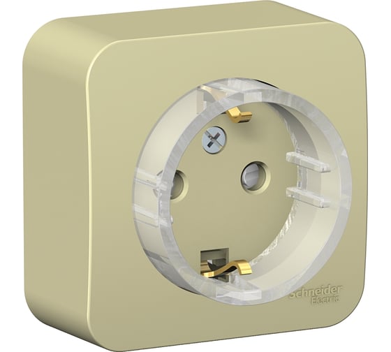 Розетка Systeme Electric Blanca о/у, с заземлением, со шторками, (компакт) изол.пл, 16а, 250в, бежевый BLNRA111117