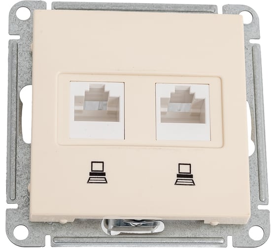 Механизм двойной компьютерной розетки Systeme Electric W59 rj45, категория 5e, слоновая кость RSI-251KK5E-2-86