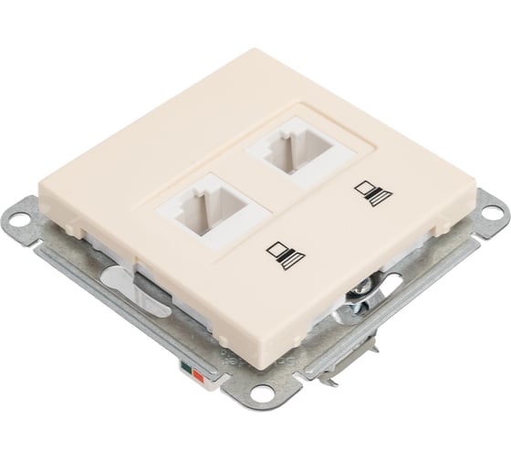 Механизм двойной компьютерной розетки Systeme Electric W59 rj45, категория 5e, слоновая кость RSI-251KK5E-2-86