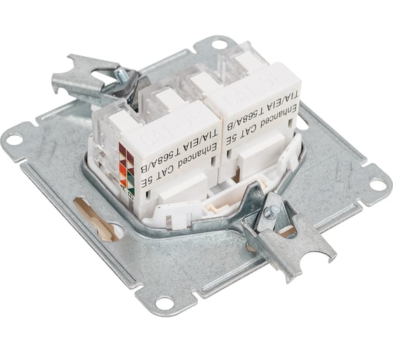Механизм двойной компьютерной розетки Systeme Electric W59 rj45, категория 5e, слоновая кость RSI-251KK5E-2-86