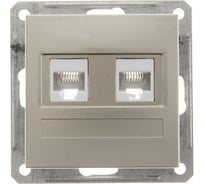 Механизм двойной компьютерной розетки Systeme Electric W59 rj45, категория 5e, шампань RSI-251KK5E-4-86