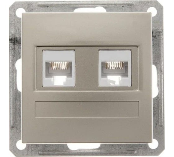 Механизм двойной компьютерной розетки Systeme Electric W59 rj45, категория 5e, шампань RSI-251KK5E-4-86