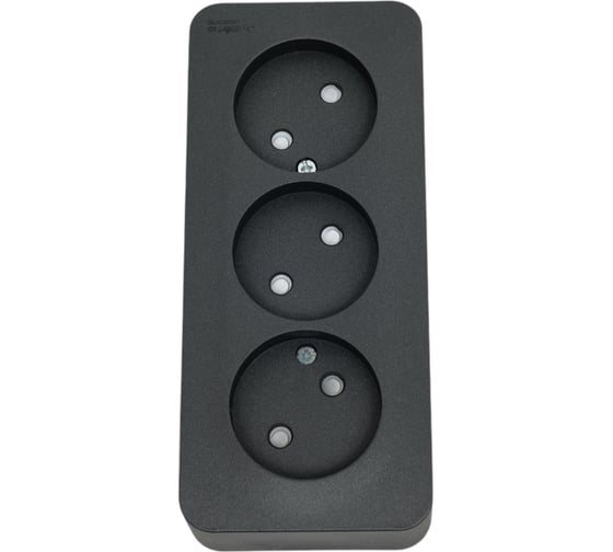Розетка Systeme Electric Blanca о/у, 3-я, без заземления, со шторк., изол.пл., 16а, 250в, антрацит BLNRA001316