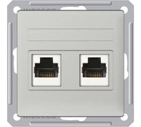 Механизм двойной компьютерной розетки Systeme Electric W59 rj45, категория 5e, матовый хром RSI-251KK5E-5-86