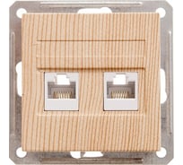 Механизм двойной компьютерной розетки Systeme Electric W59 rj45, категория 5e, сосна RSI-251KK5E-7-86