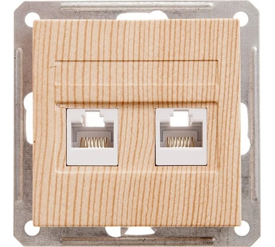 Механизм двойной компьютерной розетки Systeme Electric W59 rj45, категория 5e, сосна RSI-251KK5E-7-86
