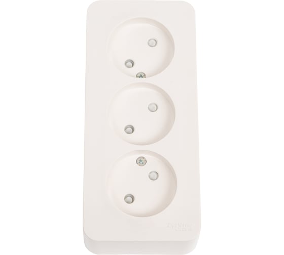Розетка Systeme Electric Blanca о/у, 3-я без заземления, со шторками, изол.пл., 16а, 250в, молочный BLNRA001312 1