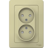 Розетка Systeme Electric Blanca с/у, двойная, без заземления, со шторками, 16а, 250в, бежевый BLNRS000127