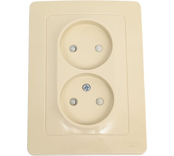 Розетка Systeme Electric Blanca с/у, двойная, без заземления, со шторками, 16а, 250в, бежевый BLNRS000127