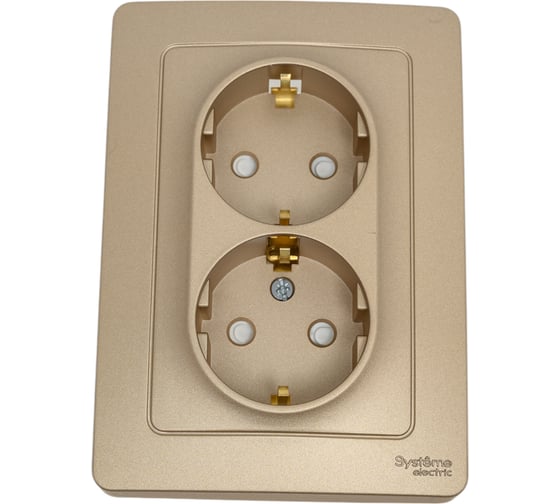 Розетка Systeme Electric Blanca с/у, двойная, с заземлением, со шторками, 16а, 250в, титан BLNRS001124