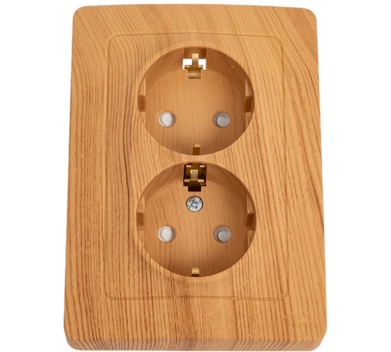Розетка Systeme Electric Blanca с/у, двойная, с заземлением, со шторками, 16а, 250в, ясень BLNRS001125 1
