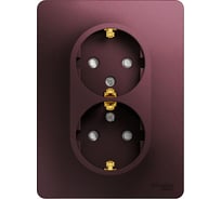 Розетка Systeme Electric Glossa двойная, с заземлением, со шторками, 16а, 250в, в сборе, баклажановый GSL001126