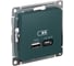 Usb розетка a + тип-c Systeme Electric Atlasdesign 45w высокоскор.заряд. qc, pd, механизм, изумруд ATN000829 1