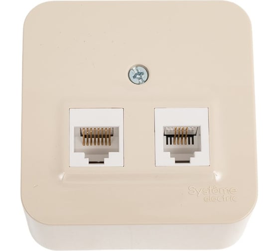 Двойная розетка: компьютерная rj45, кат.5e + телефонная rj11 Systeme Electric Blanca о/у, изол.пл., бежевый BLNIA045117