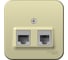 Двойная розетка: компьютерная rj45, кат.5e + телефонная rj11 Systeme Electric Blanca о/у, изол.пл., бежевый BLNIA045117 1