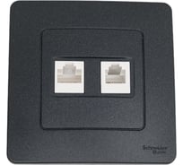 Двойная розетка: компьютерная rj45, кат.5e + телефонная rj11 Systeme Electric Blanca с/у, антрацит BLNIS045116