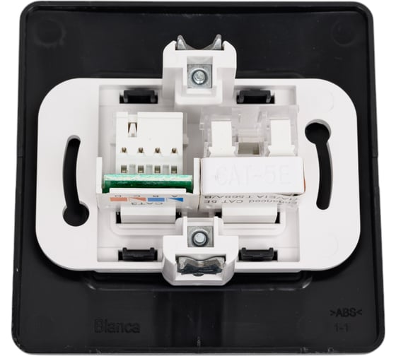 Двойная розетка: компьютерная rj45, кат.5e + телефонная rj11 Systeme Electric Blanca с/у, антрацит BLNIS045116