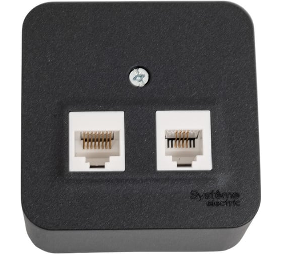 Двойная розетка: компьютерная rj45, кат.5e + телефонная rj11 Systeme Electric Blanca о/у, изол.пл.,антрацит BLNIA045116 1