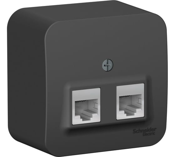 Двойная розетка: компьютерная rj45, кат.5e + телефонная rj11 Systeme Electric Blanca о/у, изол.пл.,антрацит BLNIA045116