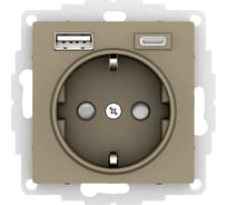 Розетка Systeme Electric Atlasdesign 16а c 2 usb a+c, 5в/2,4а/3,0а, 2x5в/1,5а, механизм, шампань ATN000532