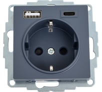 Розетка Systeme Electric Atlasdesign 16а c 2 usb a+c, 5в/2,4а/3,0а, 2x5в/1,5а, механизм, грифель ATN000732