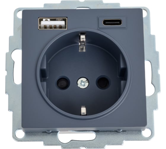 Розетка Systeme Electric Atlasdesign 16а c 2 usb a+c, 5в/2,4а/3,0а, 2x5в/1,5а, механизм, грифель ATN000732 1