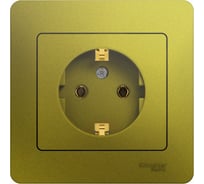 Розетка Systeme Electric Glossa с заземлением, 16а, 250в, в сборе, фисташковый GSL001042