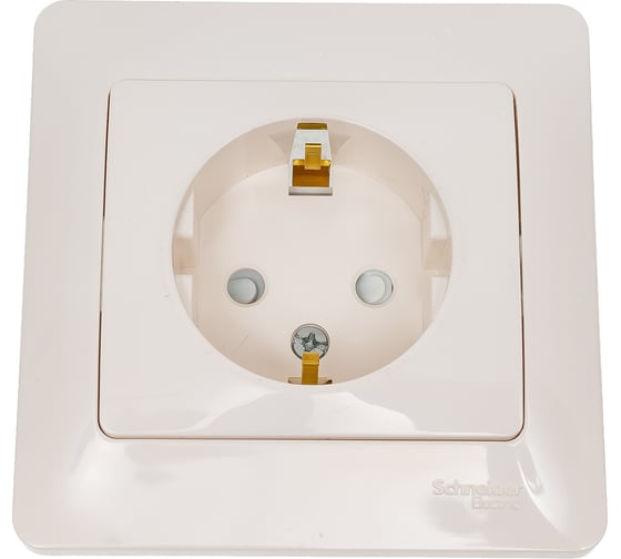 Розетка Systeme Electric Glossa с заземлением со шторками, 16а, 250в, в сборе, молочный GSL000944