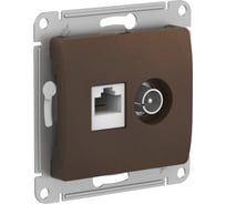 Двойная розетка: тв + компьютерная Systeme Electric Glossa rj45, кат. 5е, механизм, шоколад GSL000889