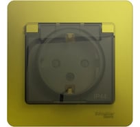 Розетка Systeme Electric Glossa с заземлением, со шторками с крышкой, ip44, 16а, 250в, в сборе, фисташковый GSL001048