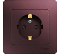 Розетка Systeme Electric Glossa с заземлением со шторками, 16а, 250в, в сборе, баклажановый GSL001144