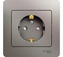 Розетка Systeme Electric Glossa с заземлением со шторками, 16а, 250в, в сборе, платина GSL001244