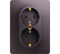 Розетка Systeme Electric Glossa двойная, с заземлением со шторками, 16а, 250в, в сборе, сиреневый туман GSL001426