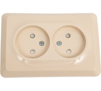 Розетка Systeme Electric этюд с/у, двойная, без заземления, со штороками 16а 250b, кремовый, россия PC16-106K