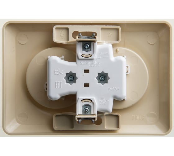 Розетка Systeme Electric этюд с/у, двойная, без заземления, со штороками 16а 250b, кремовый, россия PC16-106K