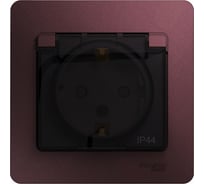 Розетка Systeme Electric Glossa с заземлением, со шторками с крышкой, ip44, 16а, 250в, в сборе, баклажановый GSL001148
