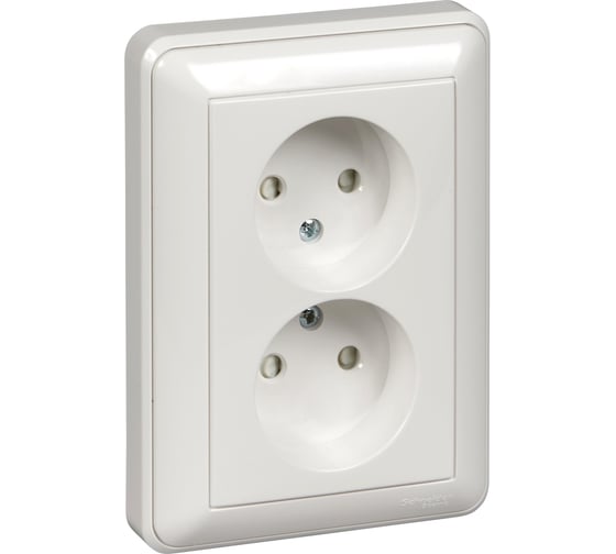 Розетка Systeme Electric W59 двойная, без заземления, со шторками, 16а, в сборе, шампань RS16-254-48