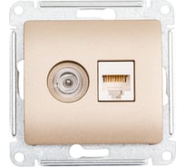 Двойная розетка: тв + компьютерная Systeme Electric Glossa rj45, кат. 5е, механизм, титан GSL000489