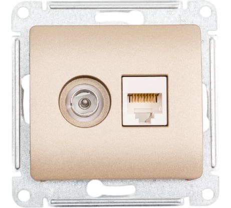 Двойная розетка: тв + компьютерная Systeme Electric Glossa rj45, кат. 5е, механизм, титан GSL000489