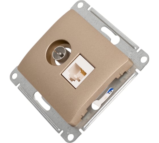 Двойная розетка: тв + компьютерная Systeme Electric Glossa rj45, кат. 5е, механизм, титан GSL000489