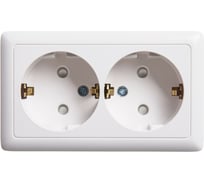 Розетка Systeme Electric хит о/у, двойная, с заземлением, со шторками, изол.пл. 16а, белый, россия RA16-239I-B